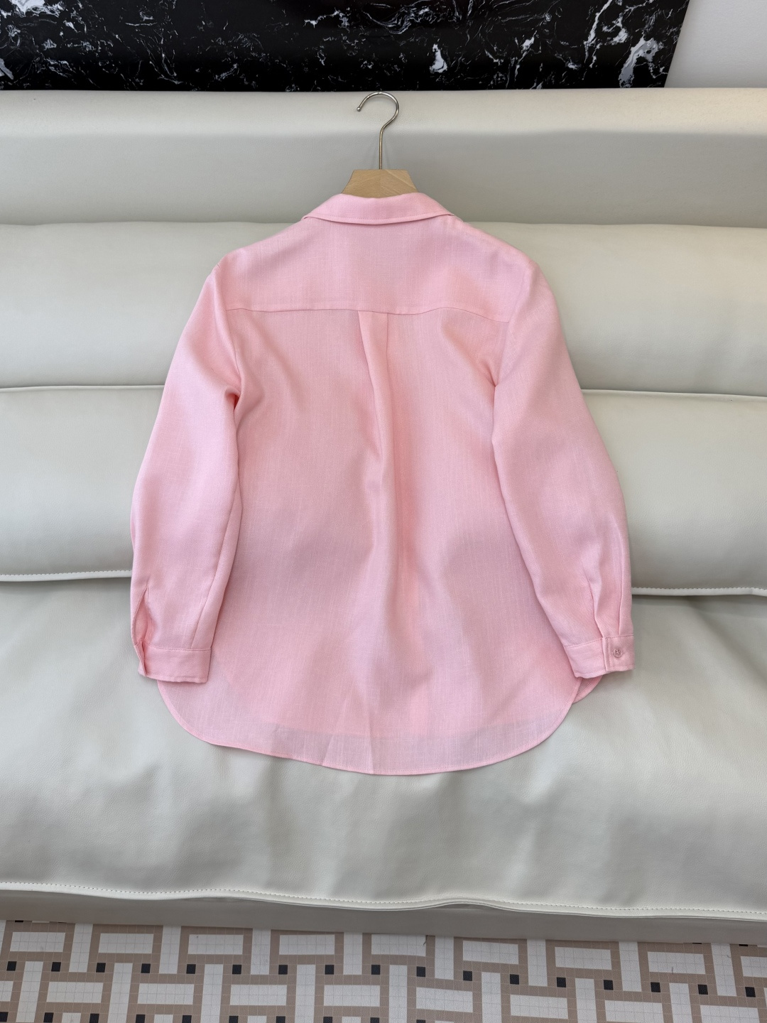 XZ0152#新款衬衫。zimm 立体绣花 30% 亚麻 长袖衬衫 粉色 白色 SM LXL