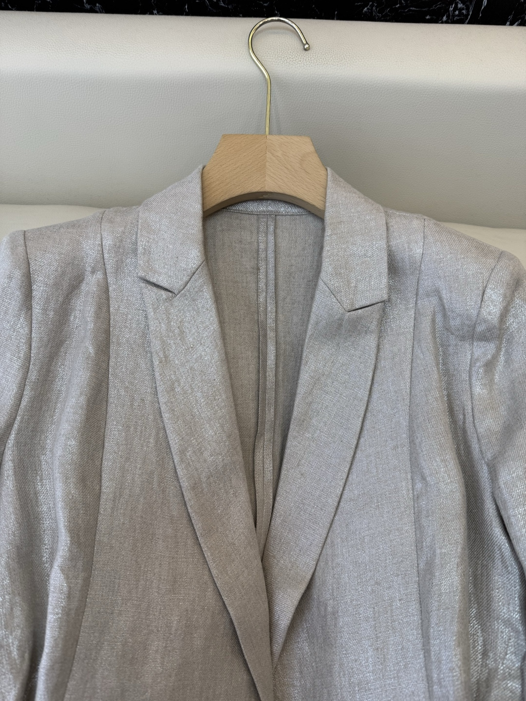 XZ0153#新款外套。100% 亚麻 长袖修身西装外套 灰色 SMLXL