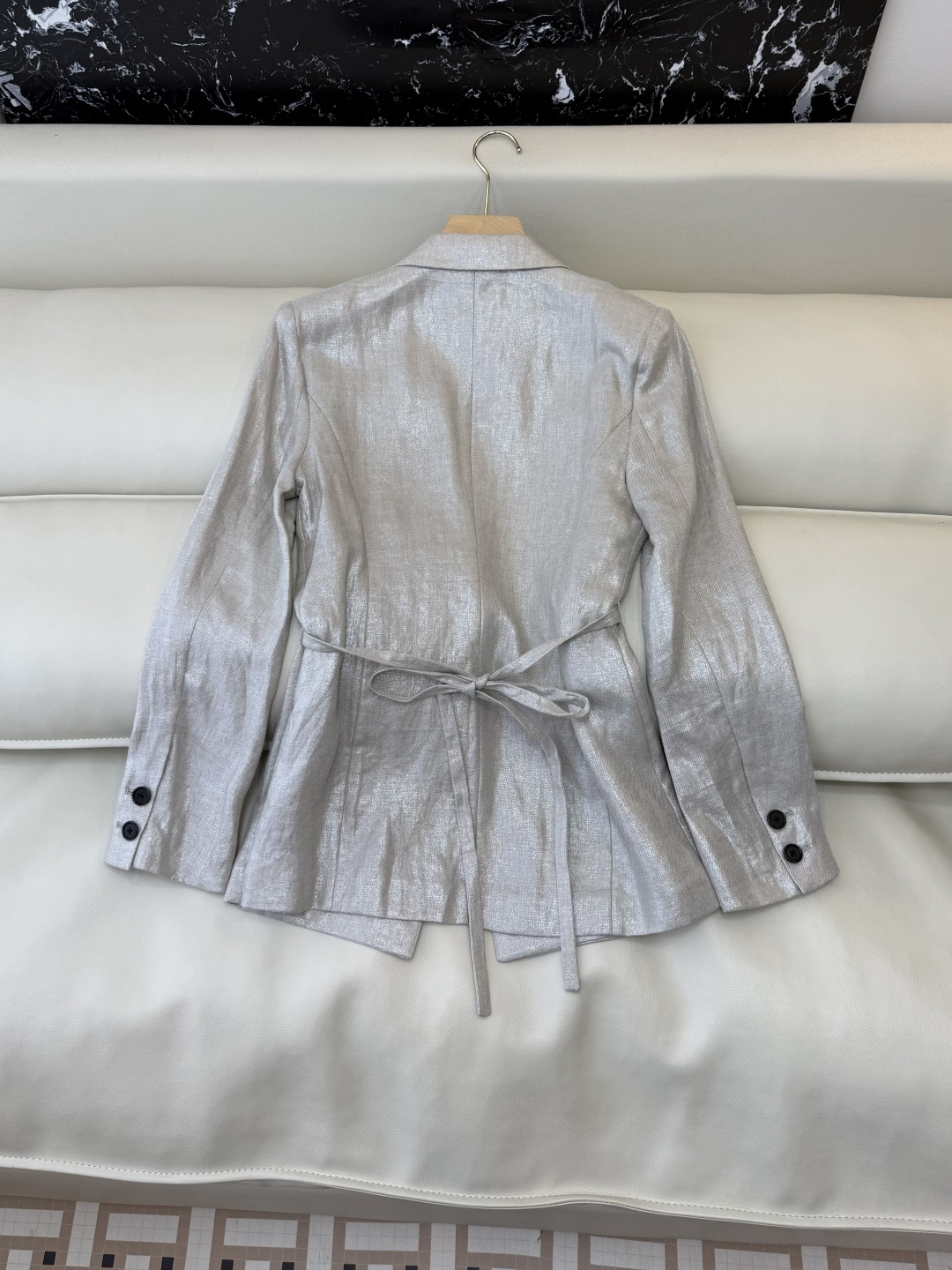 XZ0153#新款外套。100% 亚麻 长袖修身西装外套 灰色 SMLXL