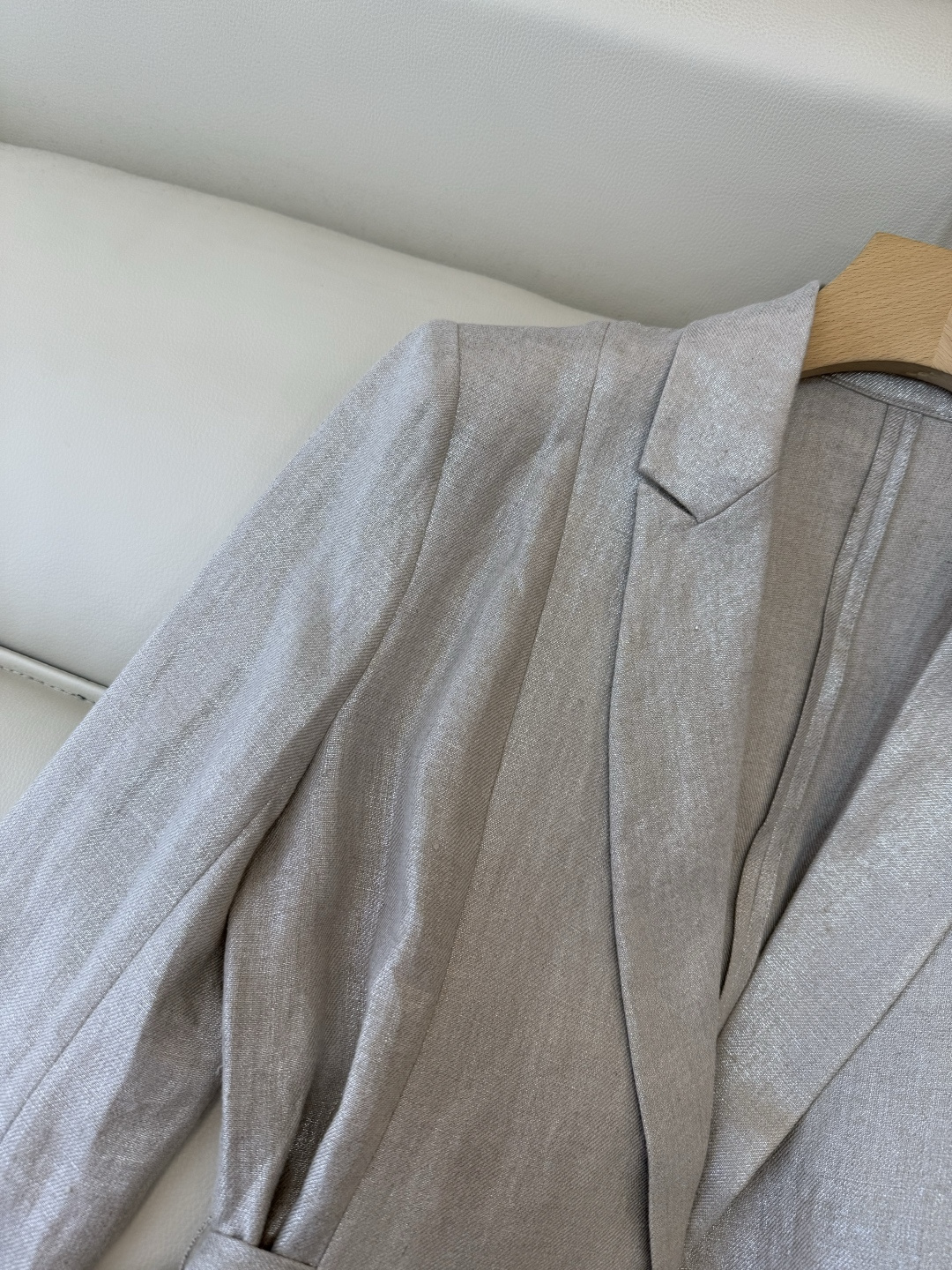 XZ0153#新款外套。100% 亚麻 长袖修身西装外套 灰色 SMLXL