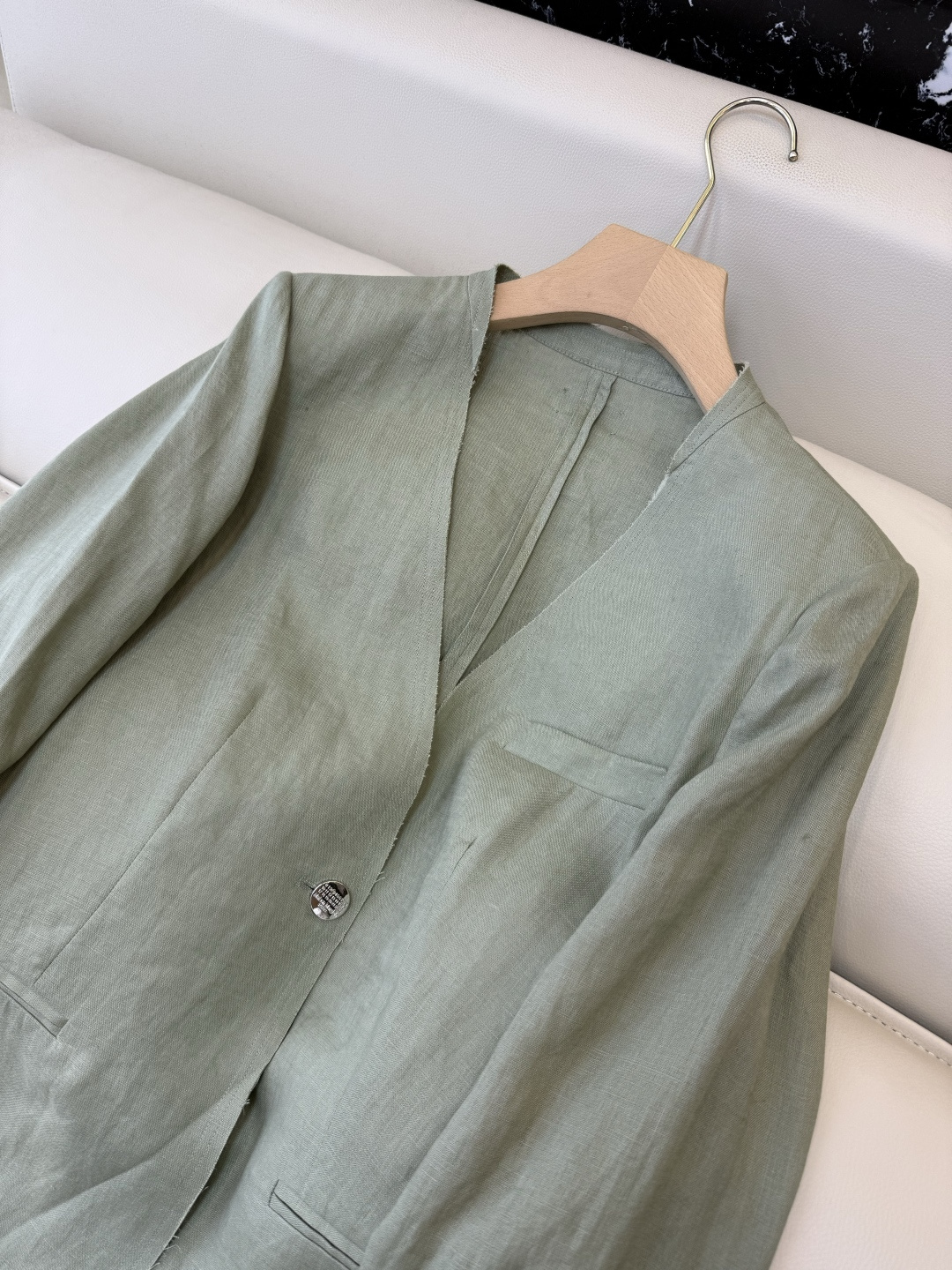 XZ0160#新款套装。BC 超级大爆款 100% 亚麻 西装外套➕长裤 套装 绿色 白色 SMLXL