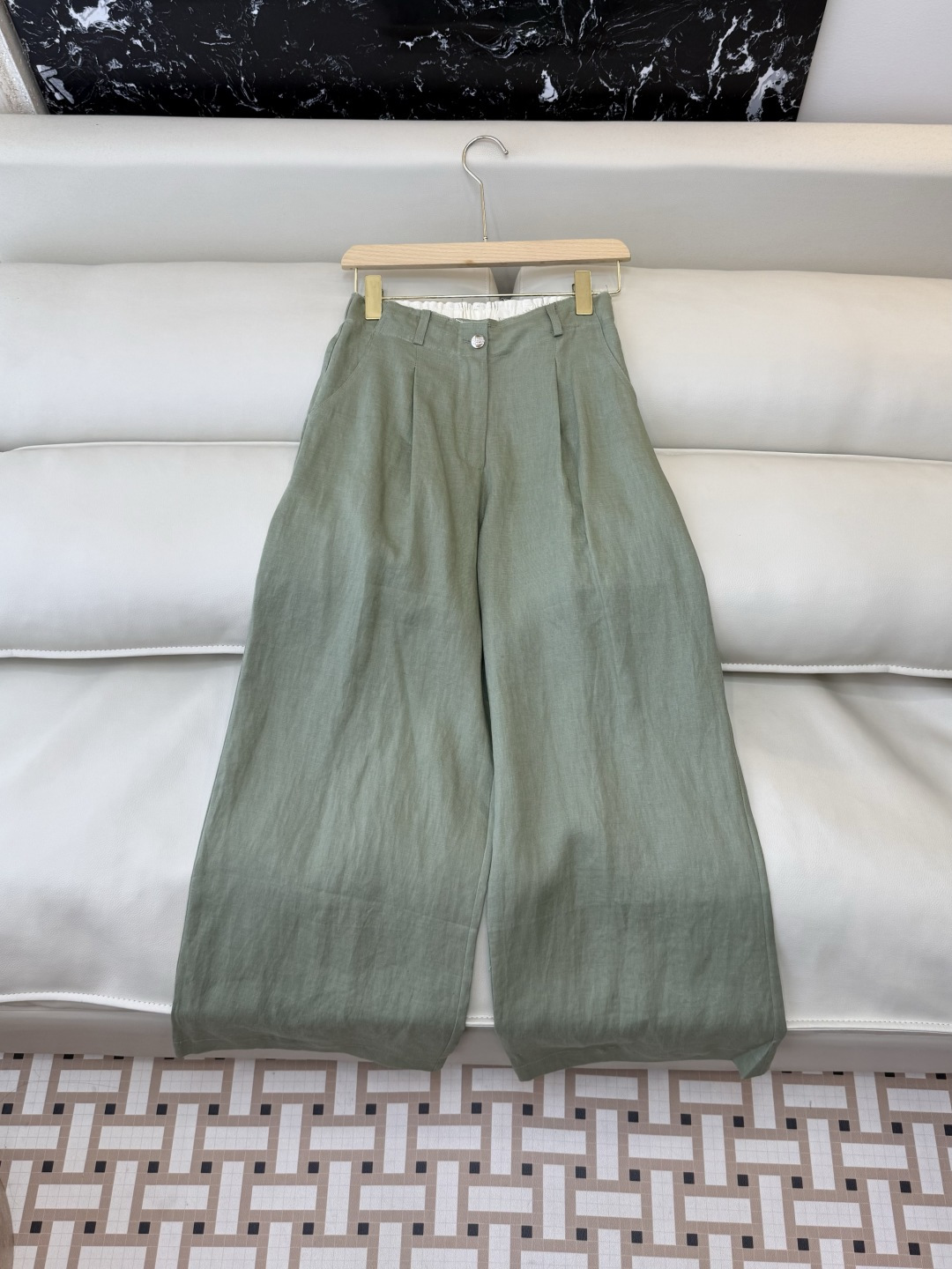 XZ0160#新款套装。BC 超级大爆款 100% 亚麻 西装外套➕长裤 套装 绿色 白色 SMLXL