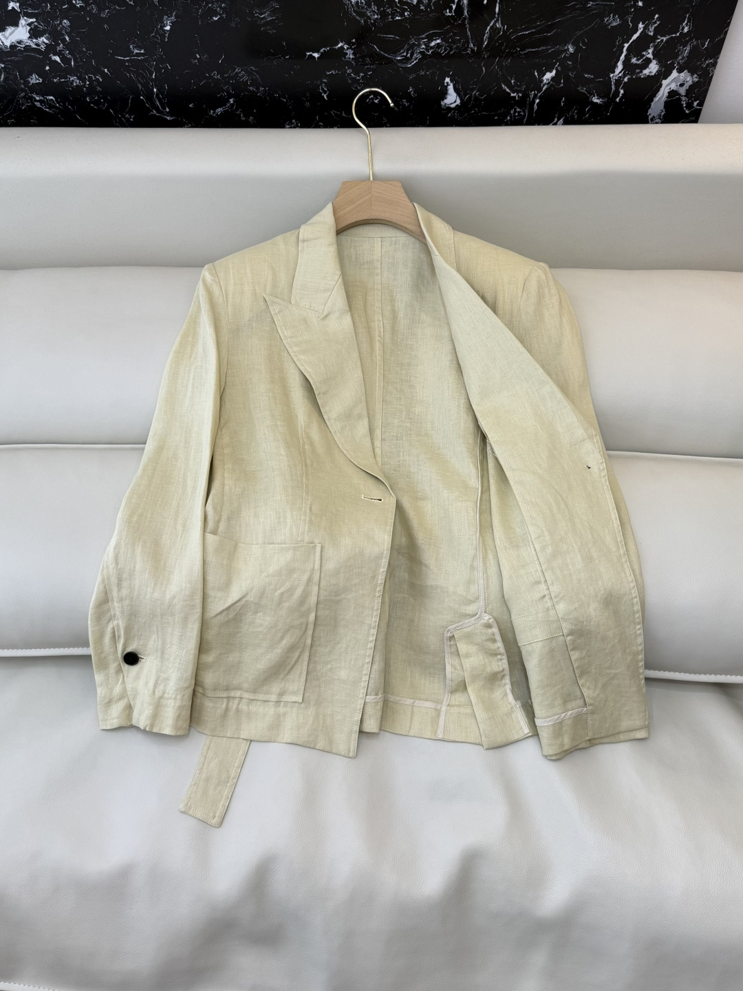 XZ0161#新款套装。超级大爆款 100% 亚麻 西装外套➕长裤 套装 杏色 白色 SMLXL