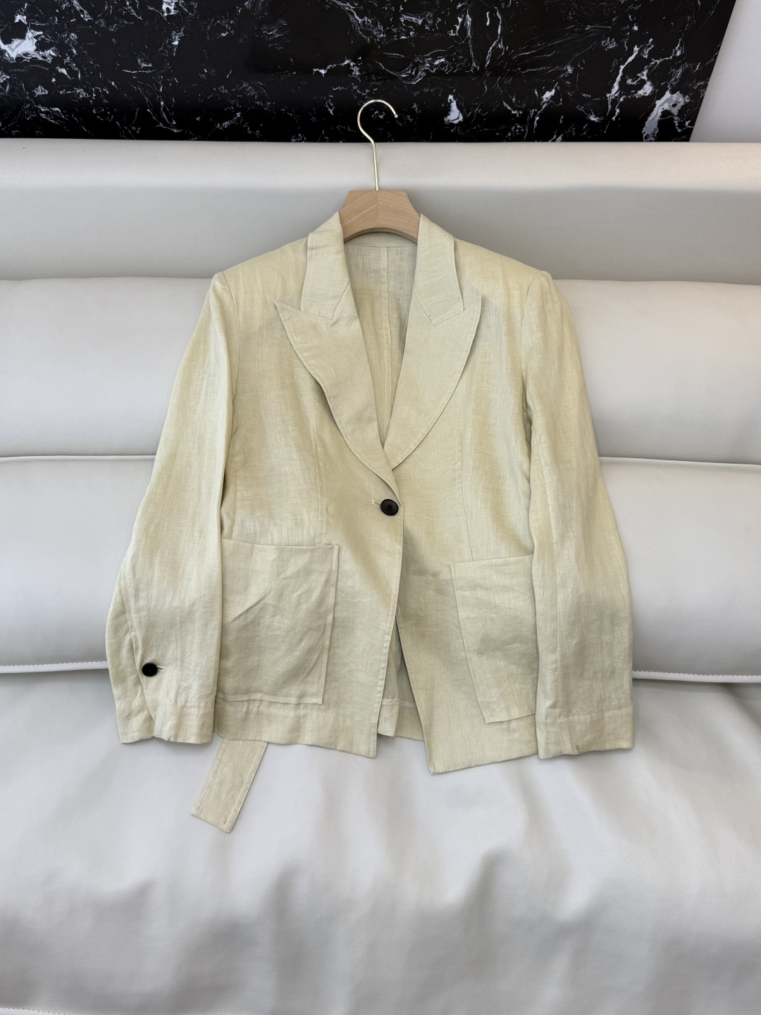 XZ0161#新款套装。超级大爆款 100% 亚麻 西装外套➕长裤 套装 杏色 白色 SMLXL