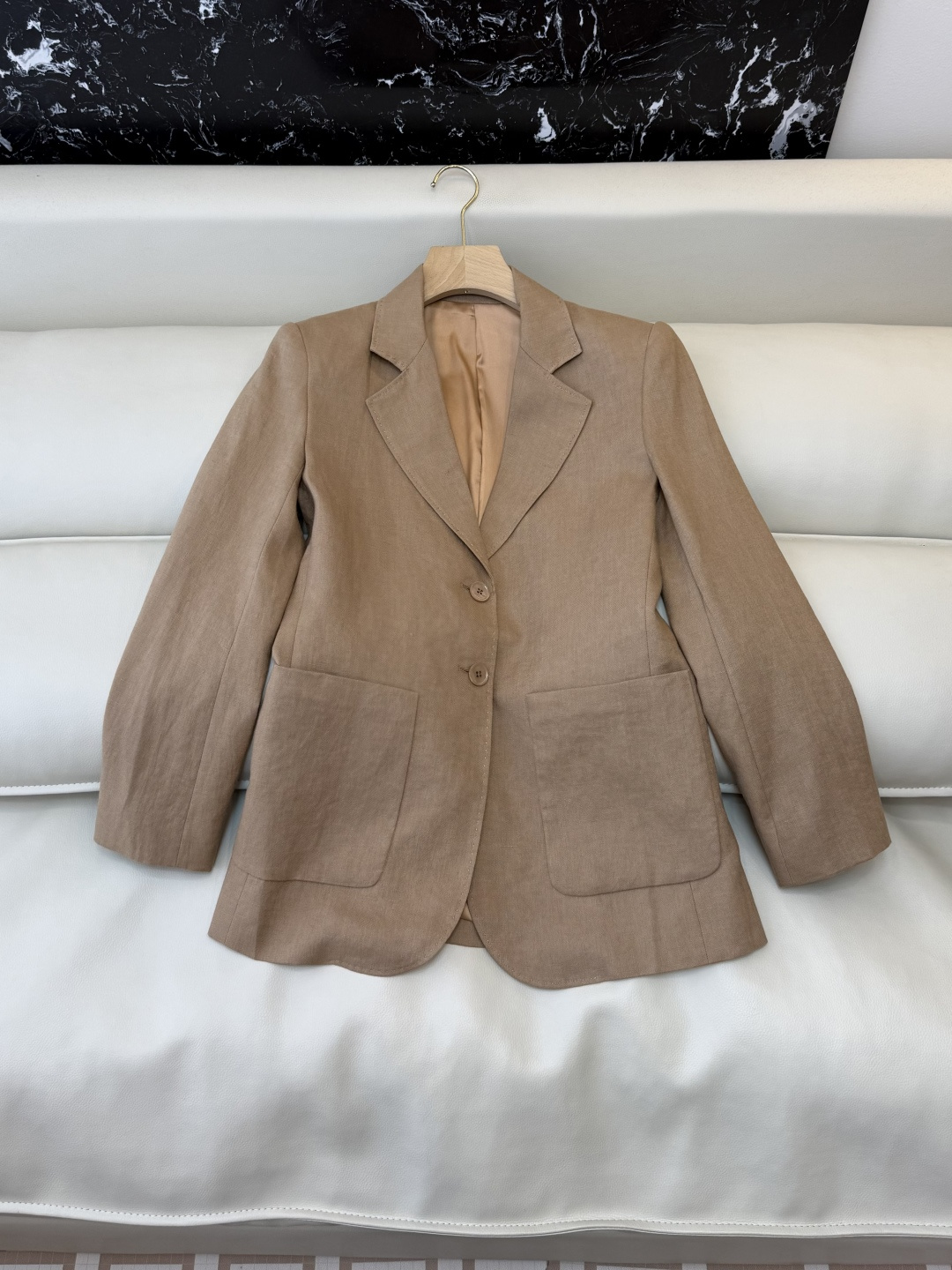 XZ0162#新款套装。超级大爆款 100% 亚麻 西装外套➕长裤 套装 杏色 白色 SMLXL