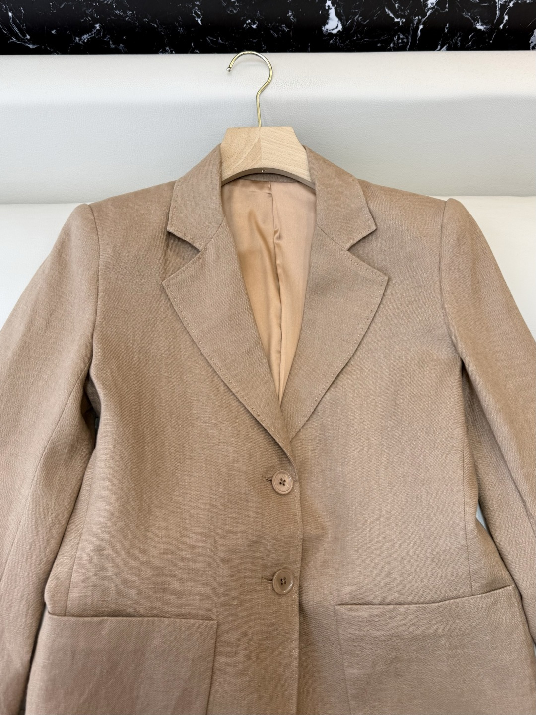 XZ0162#新款套装。超级大爆款 100% 亚麻 西装外套➕长裤 套装 杏色 白色 SMLXL