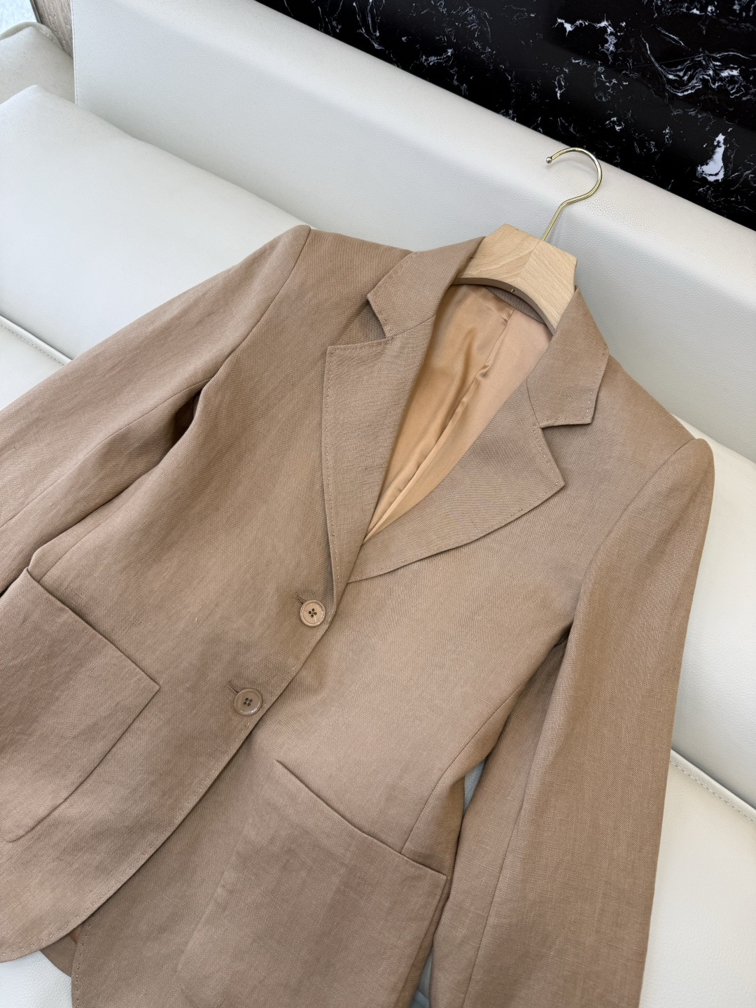 XZ0162#新款套装。超级大爆款 100% 亚麻 西装外套➕长裤 套装 杏色 白色 SMLXL