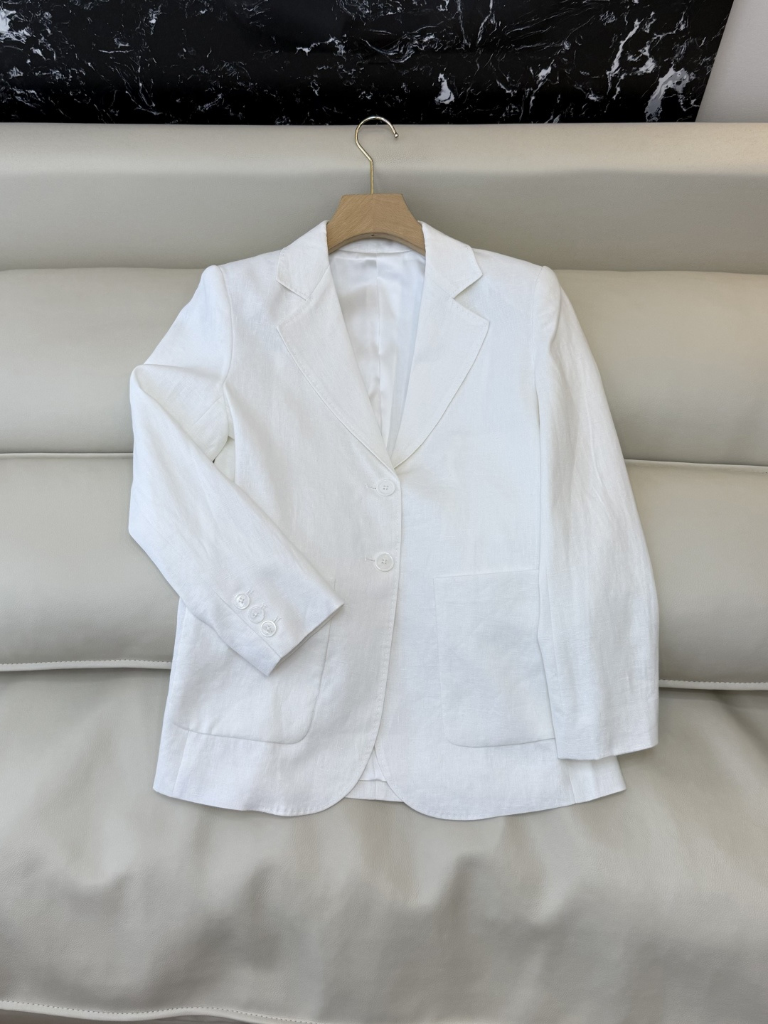 XZ0162#新款套装。超级大爆款 100% 亚麻 西装外套➕长裤 套装 杏色 白色 SMLXL