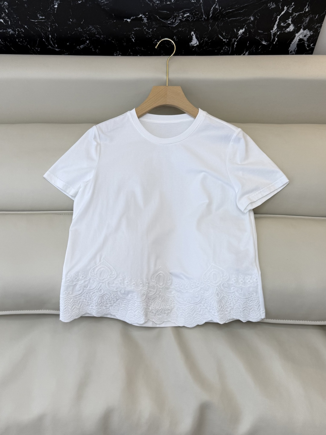 BS1167#新款上衣。Zimm 重工刺绣短袖T恤上衣 黑色 白色 SMLXL