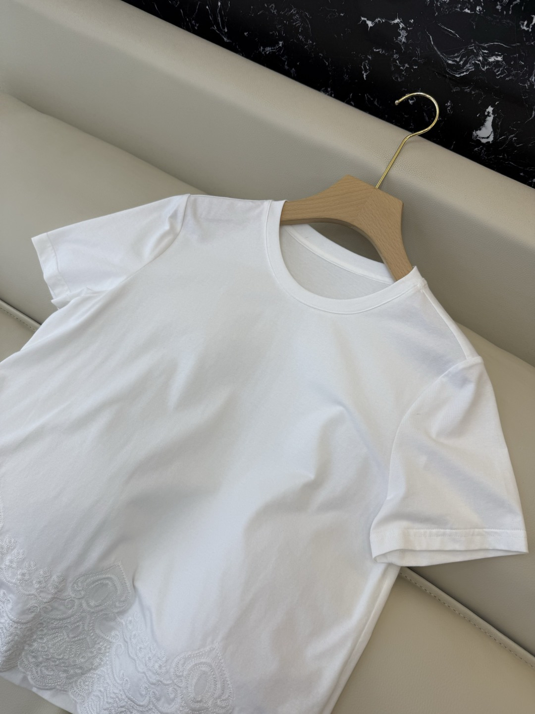 BS1167#新款上衣。Zimm 重工刺绣短袖T恤上衣 黑色 白色 SMLXL