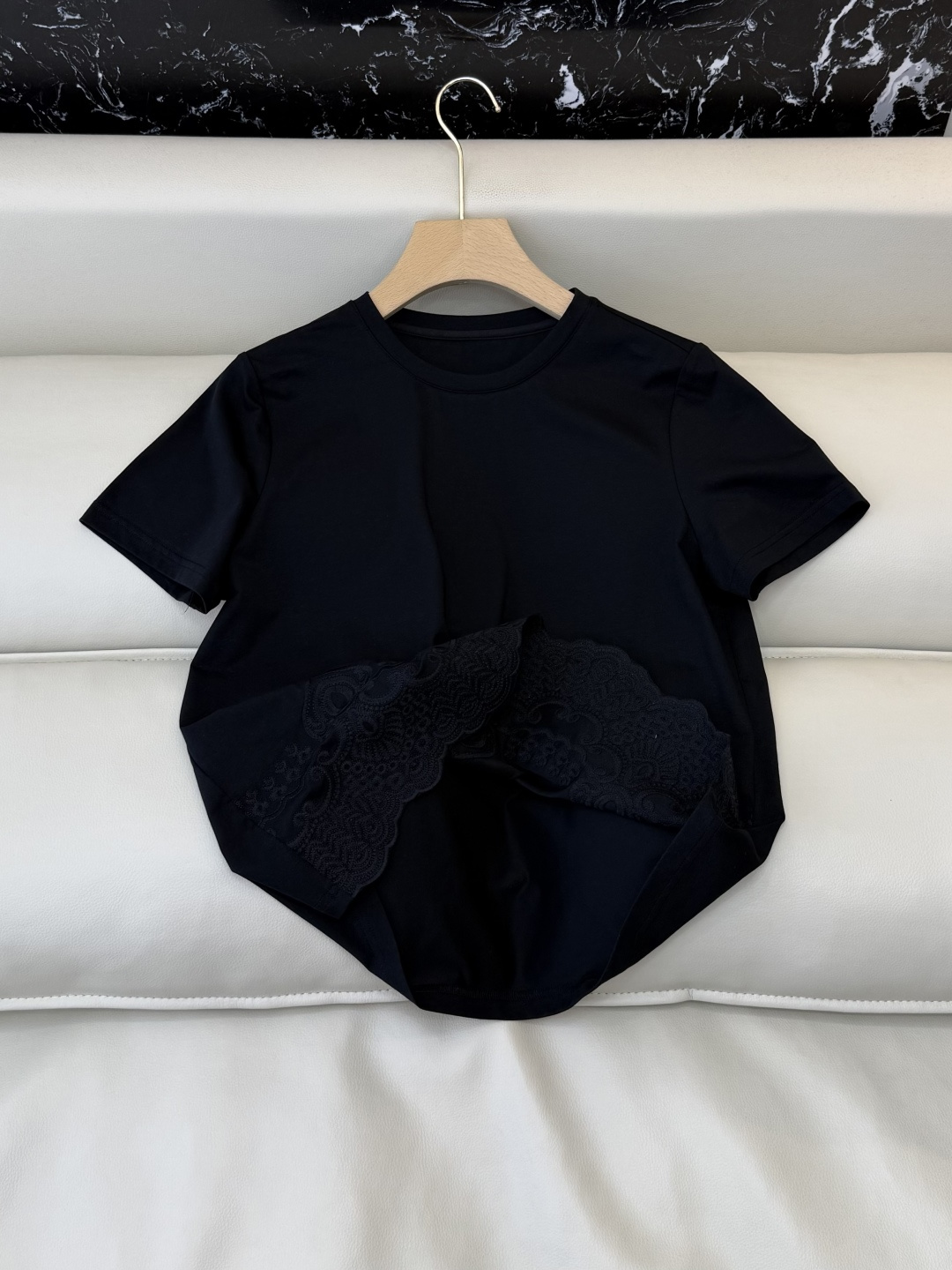 BS1167#新款上衣。Zimm 重工刺绣短袖T恤上衣 黑色 白色 SMLXL