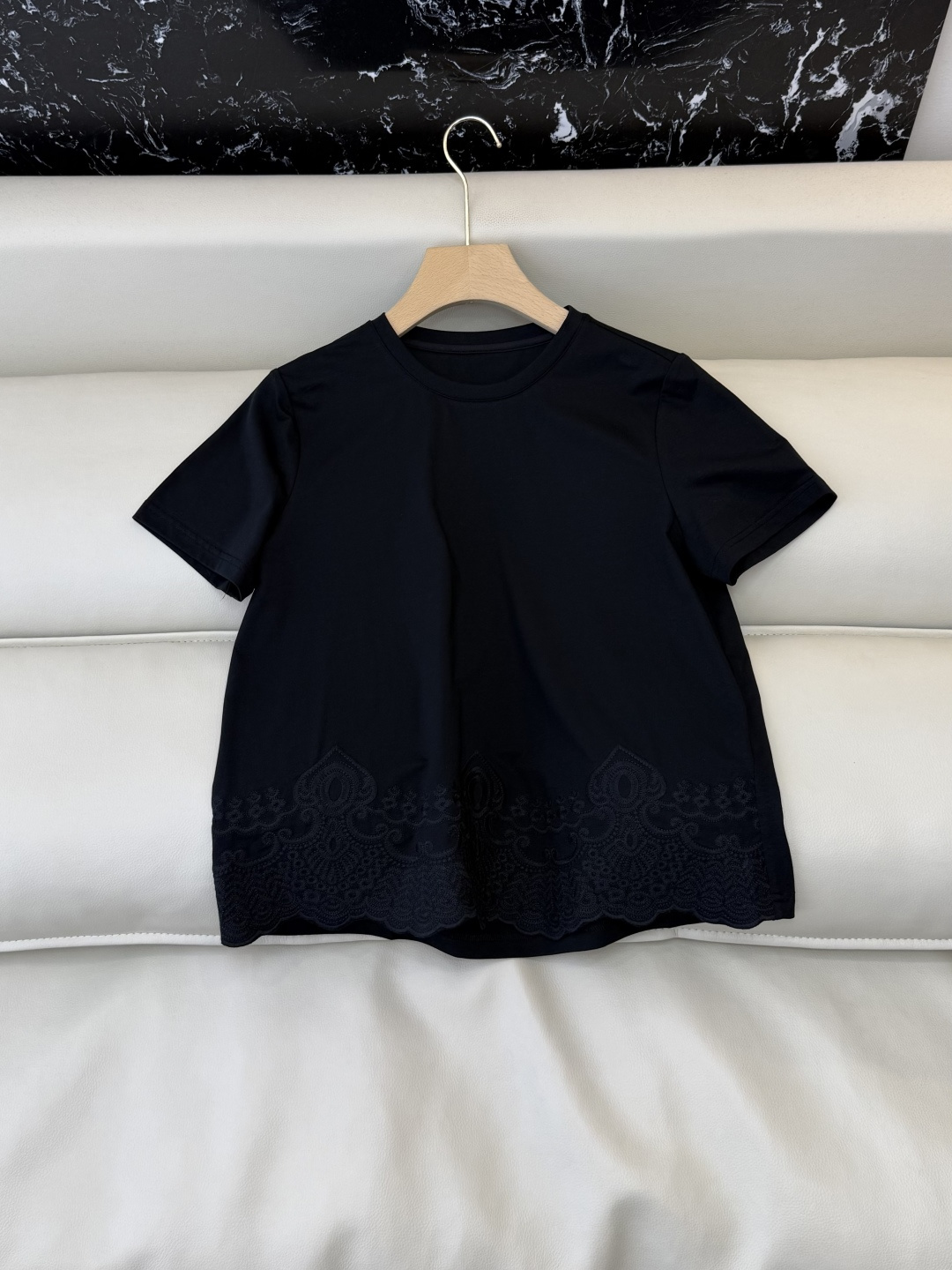 BS1167#新款上衣。Zimm 重工刺绣短袖T恤上衣 黑色 白色 SMLXL