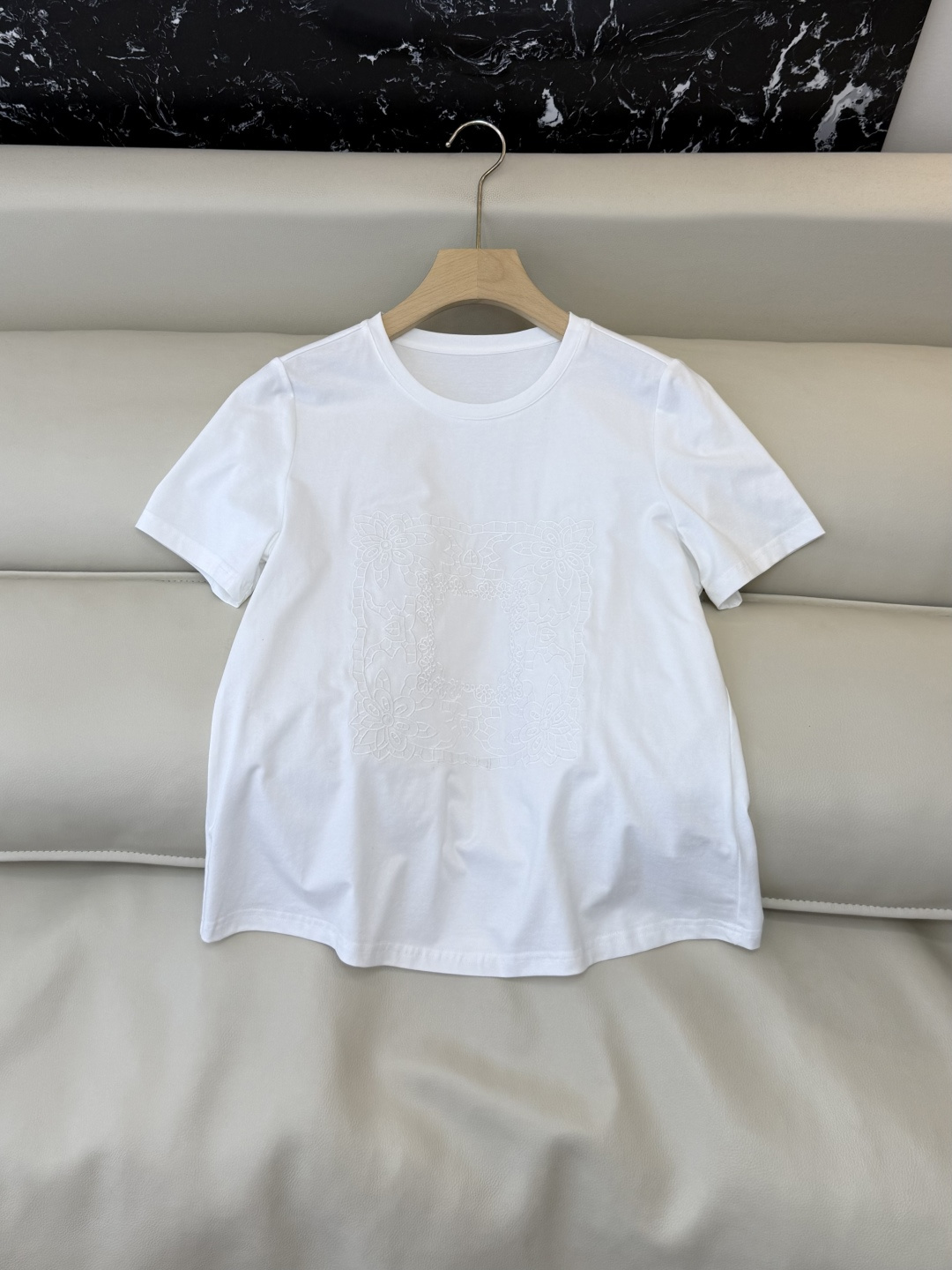 BS1157#新款上衣。Zimm 重工刺绣短袖T恤上衣 黑色 白色 SMLXL