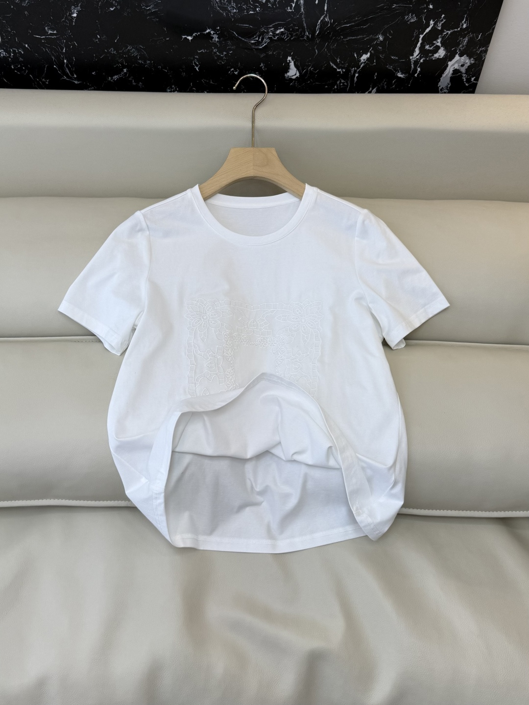 BS1157#新款上衣。Zimm 重工刺绣短袖T恤上衣 黑色 白色 SMLXL