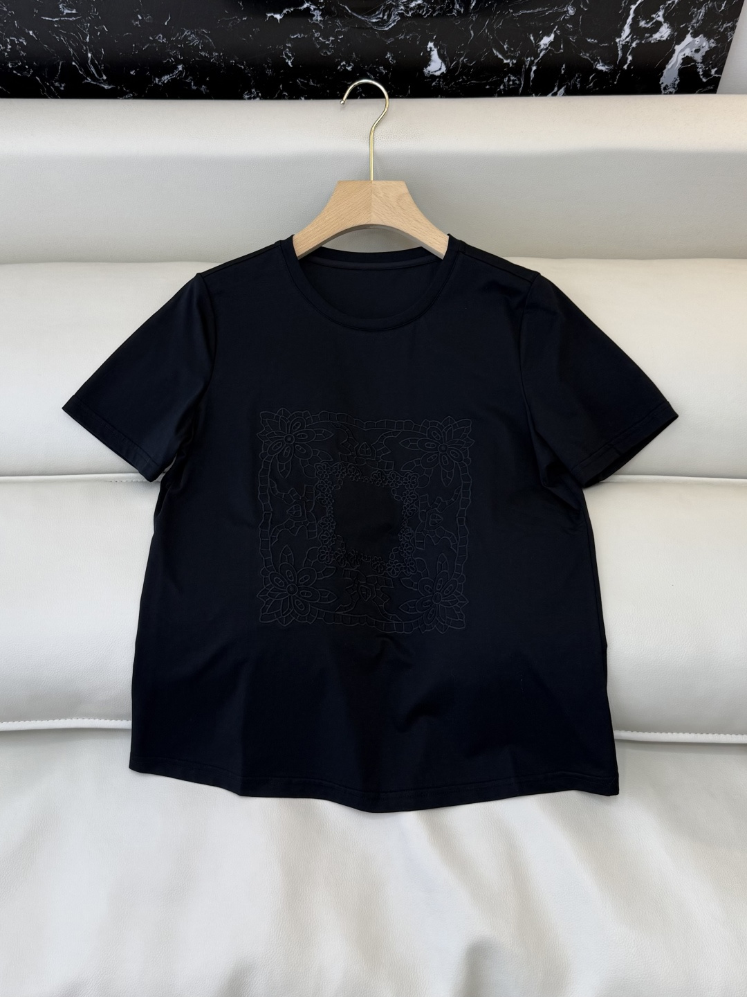 BS1157#新款上衣。Zimm 重工刺绣短袖T恤上衣 黑色 白色 SMLXL