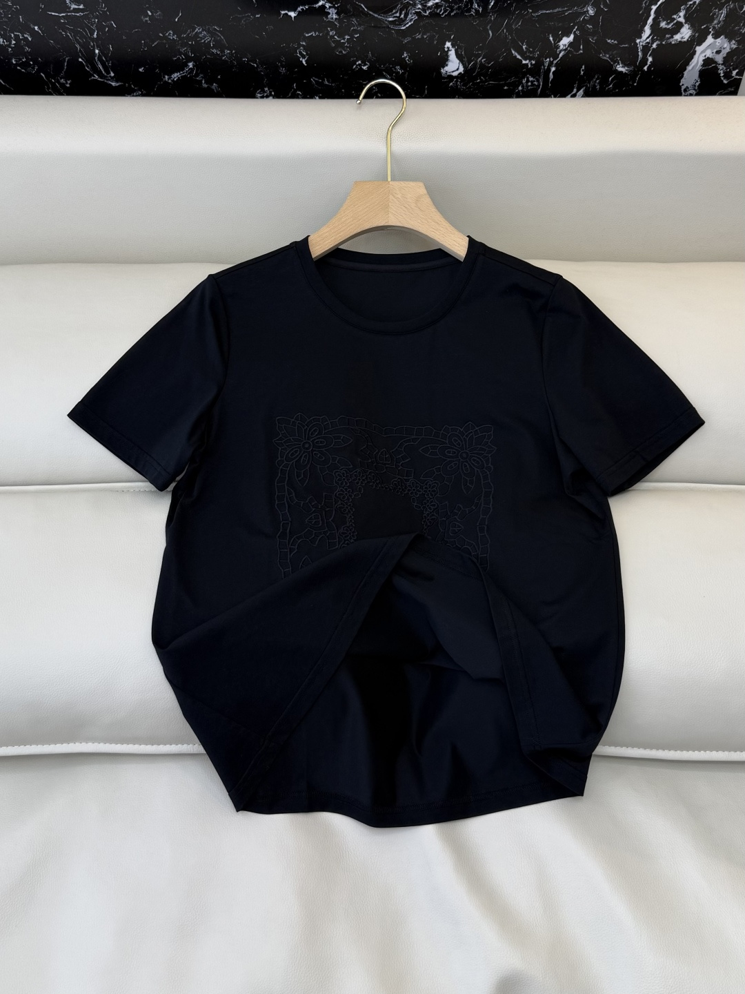 BS1157#新款上衣。Zimm 重工刺绣短袖T恤上衣 黑色 白色 SMLXL