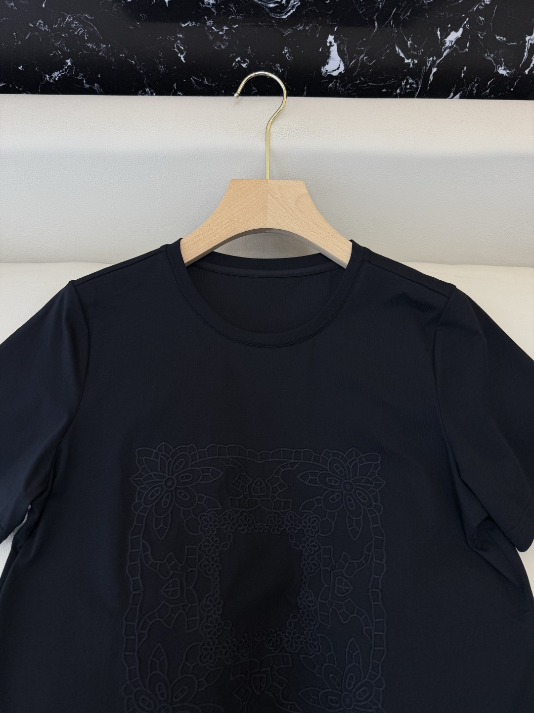 BS1157#新款上衣。Zimm 重工刺绣短袖T恤上衣 黑色 白色 SMLXL