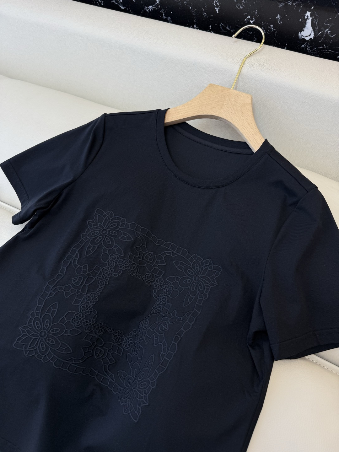 BS1157#新款上衣。Zimm 重工刺绣短袖T恤上衣 黑色 白色 SMLXL