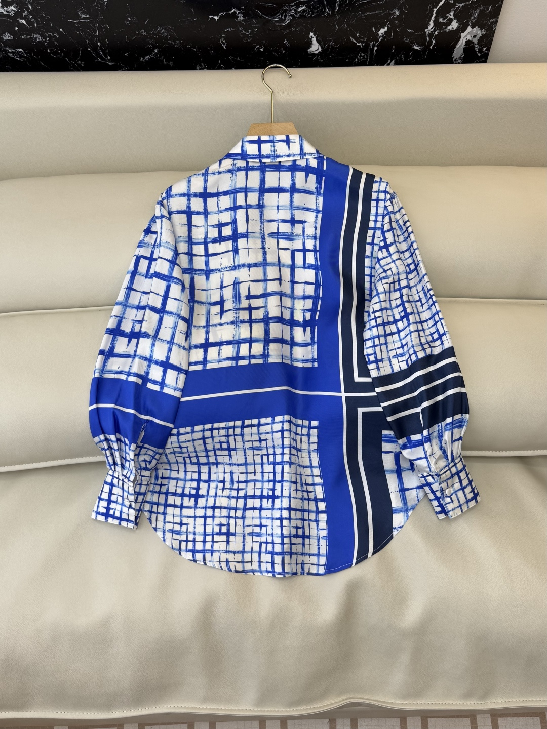 BS1150#新款衬衫。max 顶级版 100% 真丝 几何纹 长袖衬衫 S-XL