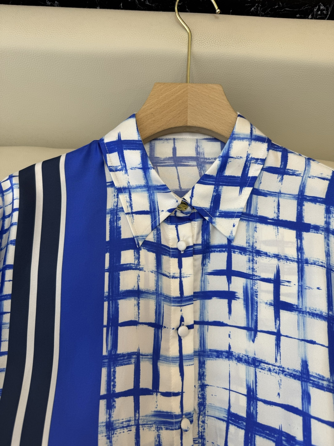 BS1150#新款衬衫。max 顶级版 100% 真丝 几何纹 长袖衬衫 S-XL