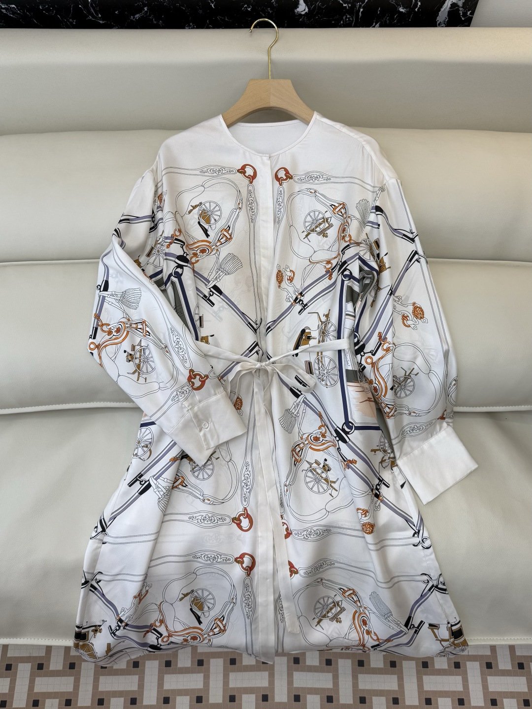 BS1165#新款连衣裙。H 爱马仕 顶级版 100% 真丝 印花连衣裙 36/38/40/42