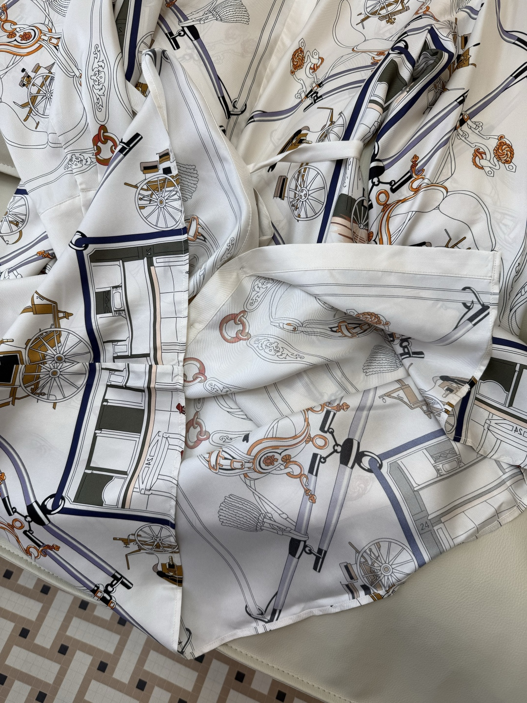 BS1165#新款连衣裙。H 爱马仕 顶级版 100% 真丝 印花连衣裙 36/38/40/42