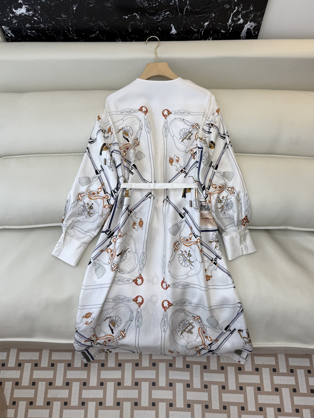 BS1165#新款连衣裙。H 爱马仕 顶级版 100% 真丝 印花连衣裙 36/38/40/42