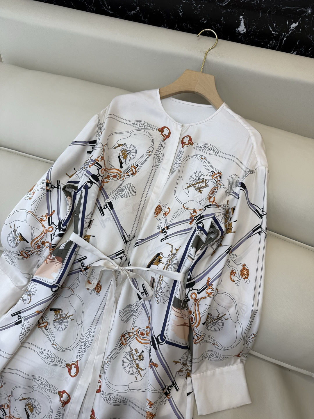 BS1165#新款连衣裙。H 爱马仕 顶级版 100% 真丝 印花连衣裙 36/38/40/42