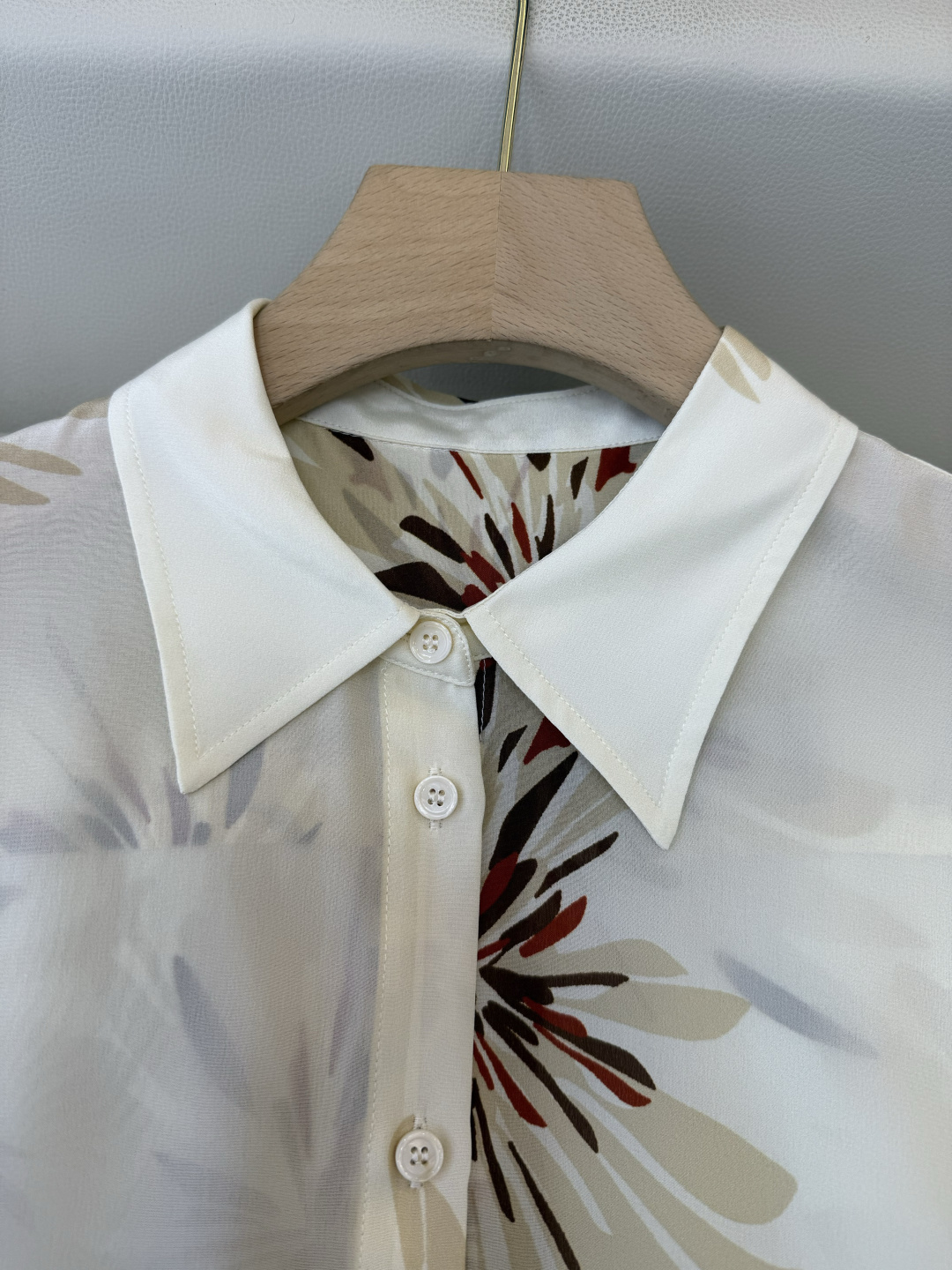 BS1141#新款衬衫。BC 顶级版 100% 真丝印花 长袖衬衫 咖色 米色 36/38/40/42