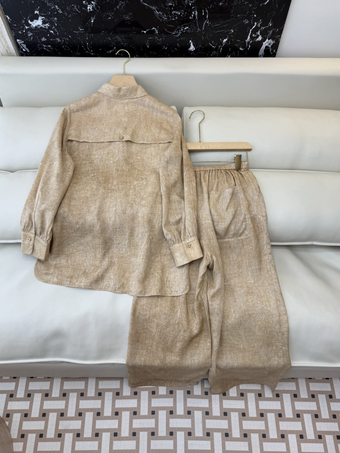XF074#新款套装‼️天丝亚麻 长袖衬衫➕长裤 套装 SMLXL XXL