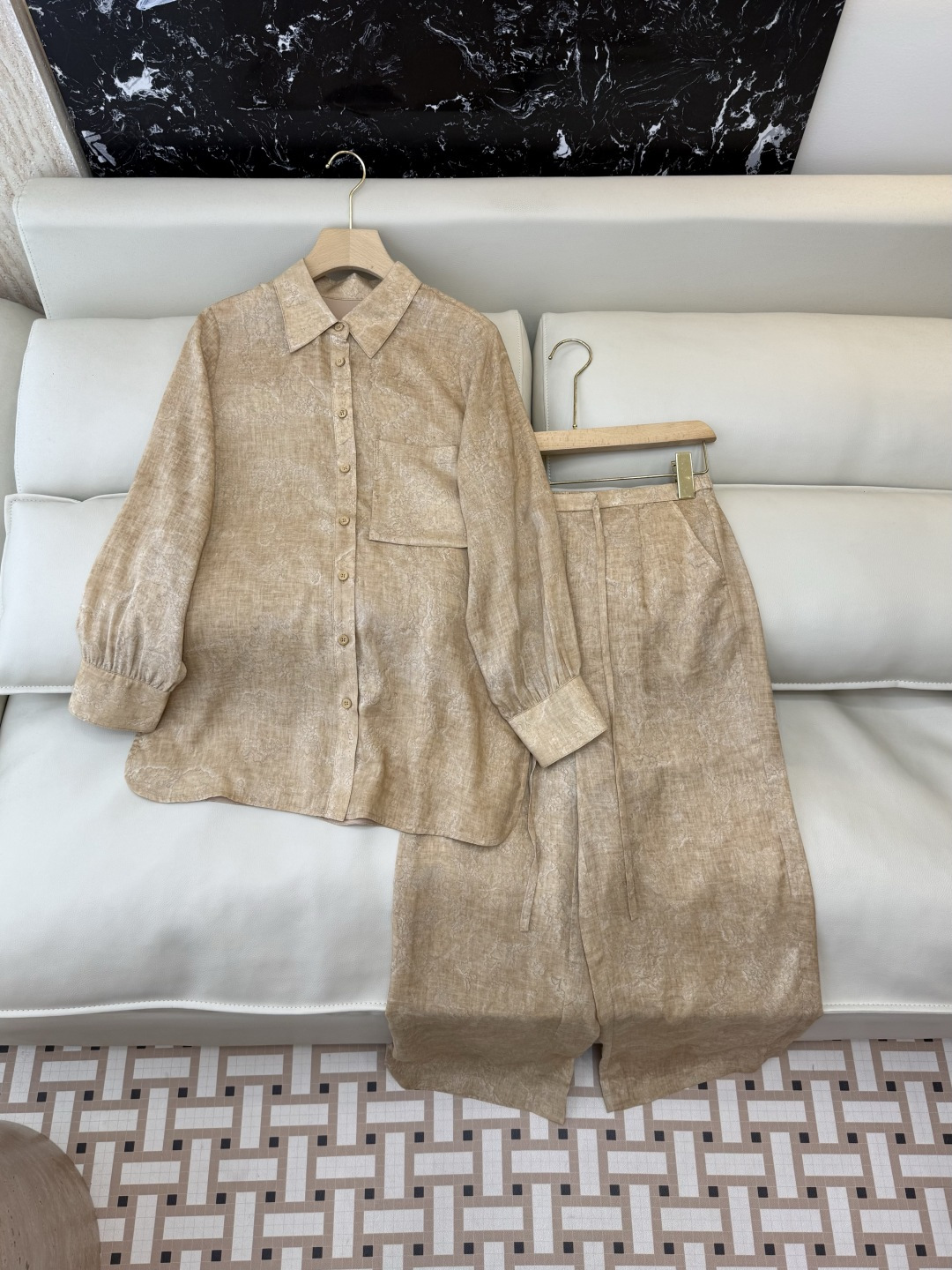 XF074#新款套装‼️天丝亚麻 长袖衬衫➕长裤 套装 SMLXL XXL