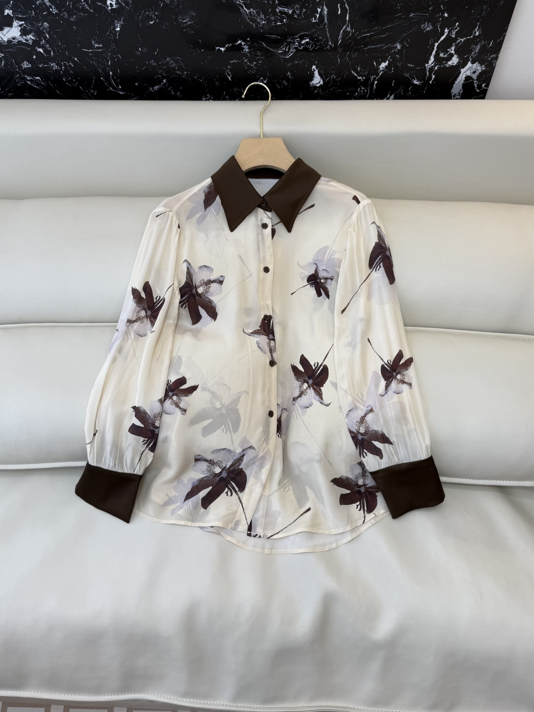 XF073#新款套装‼️水墨印花长袖衬衫➕长半裙 套装 SMLXL XXL