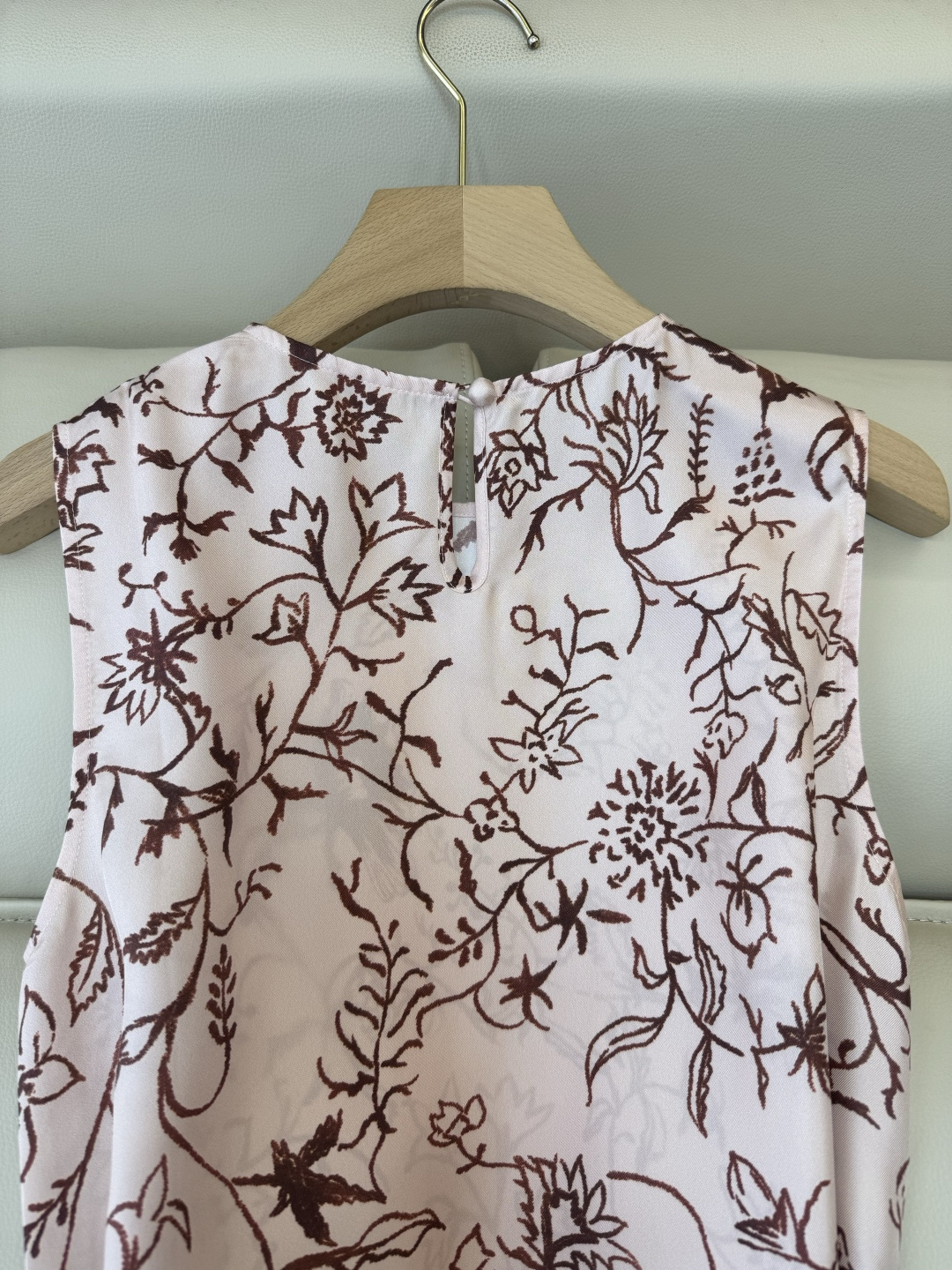 QD8089#新款连衣裙。LP顶级版 100% 真丝印花 无袖连衣裙 粉色 36/38/40/42