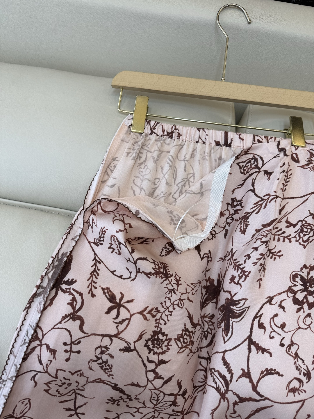 QD7619#新款半裙。LP顶级版 100% 真丝印花 半裙 粉色 36/38/40/42