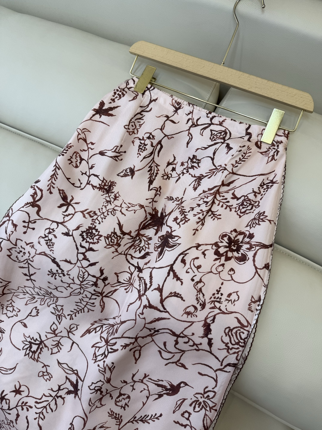 QD7619#新款半裙。LP顶级版 100% 真丝印花 半裙 粉色 36/38/40/42