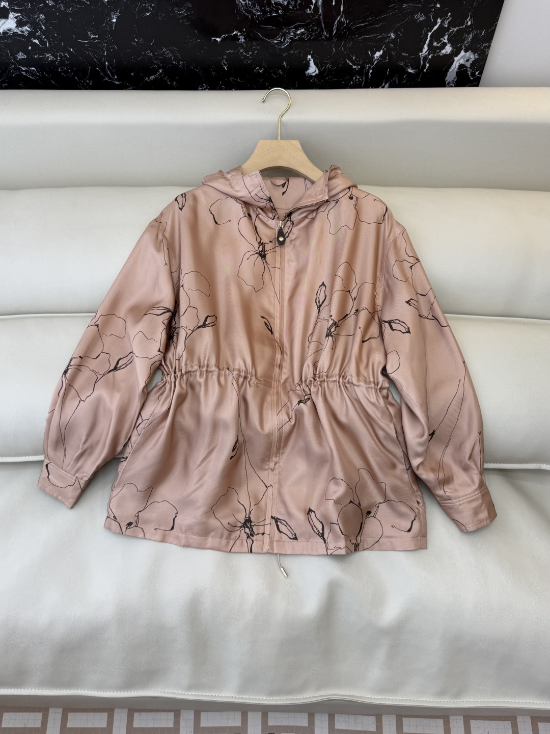 QD7892#新款外套。LP 顶级版‼️100% 真丝印花拉链外套 两色 36/38/40/42