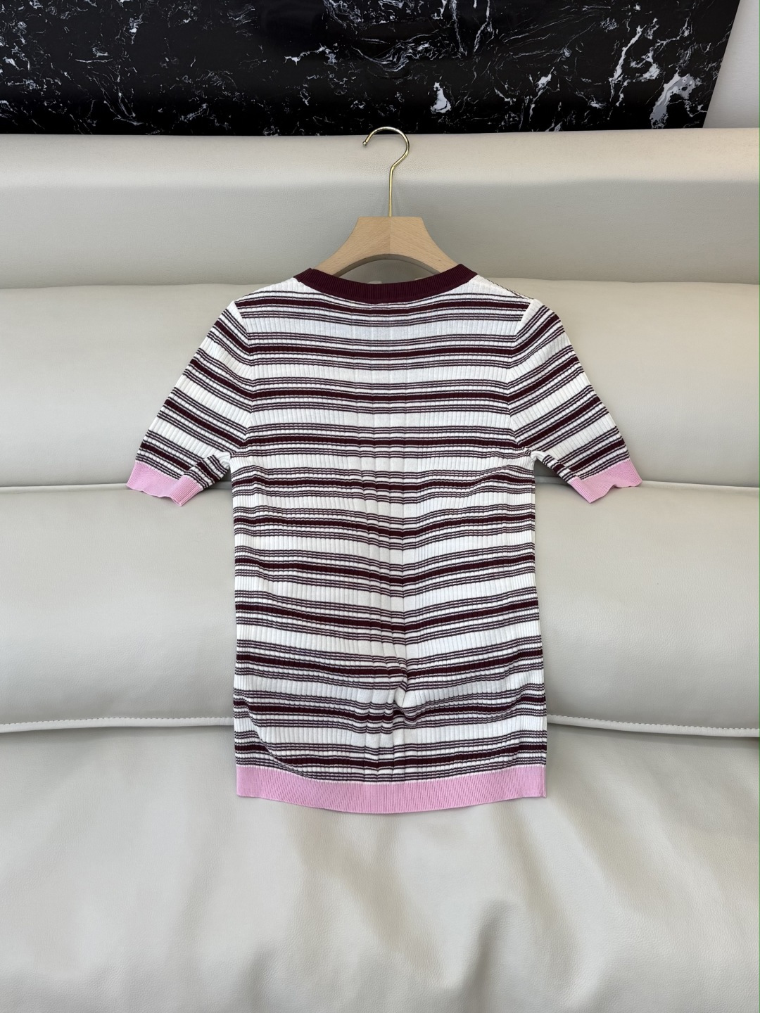 QG0198#新款T恤‼️Mon 蒙口 短袖针织条纹T恤 SML