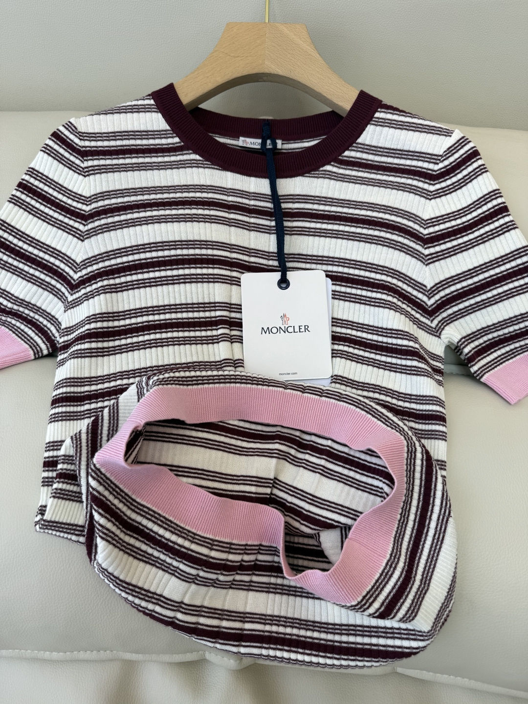 QG0198#新款T恤‼️Mon 蒙口 短袖针织条纹T恤 SML