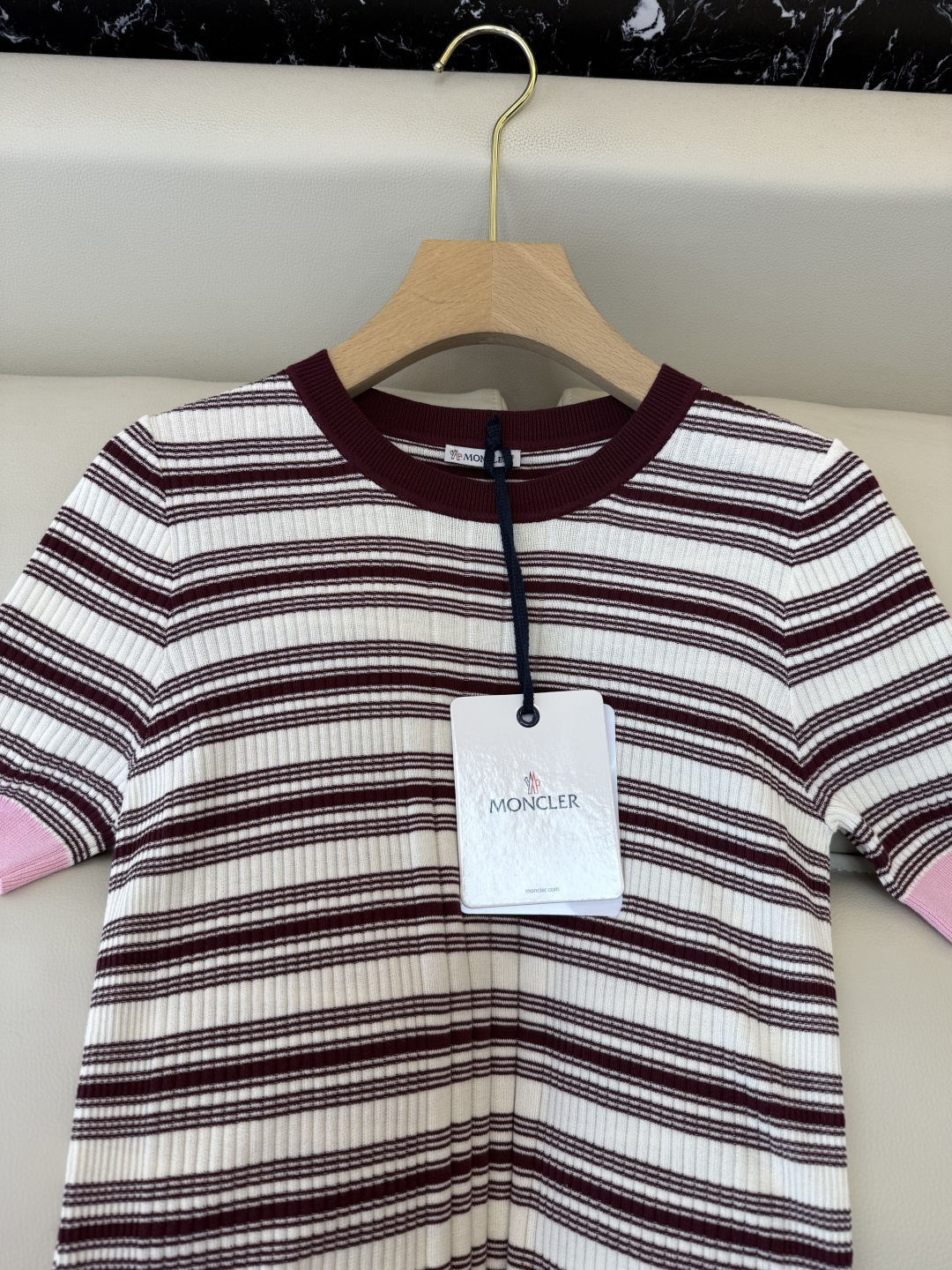 QG0198#新款T恤‼️Mon 蒙口 短袖针织条纹T恤 SML