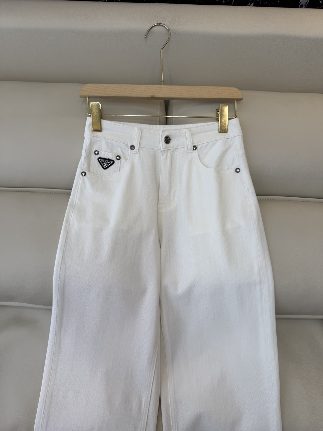 AW060#新款牛仔裤‼️PR 三角标 牛仔长裤 白色 蓝色 26-30