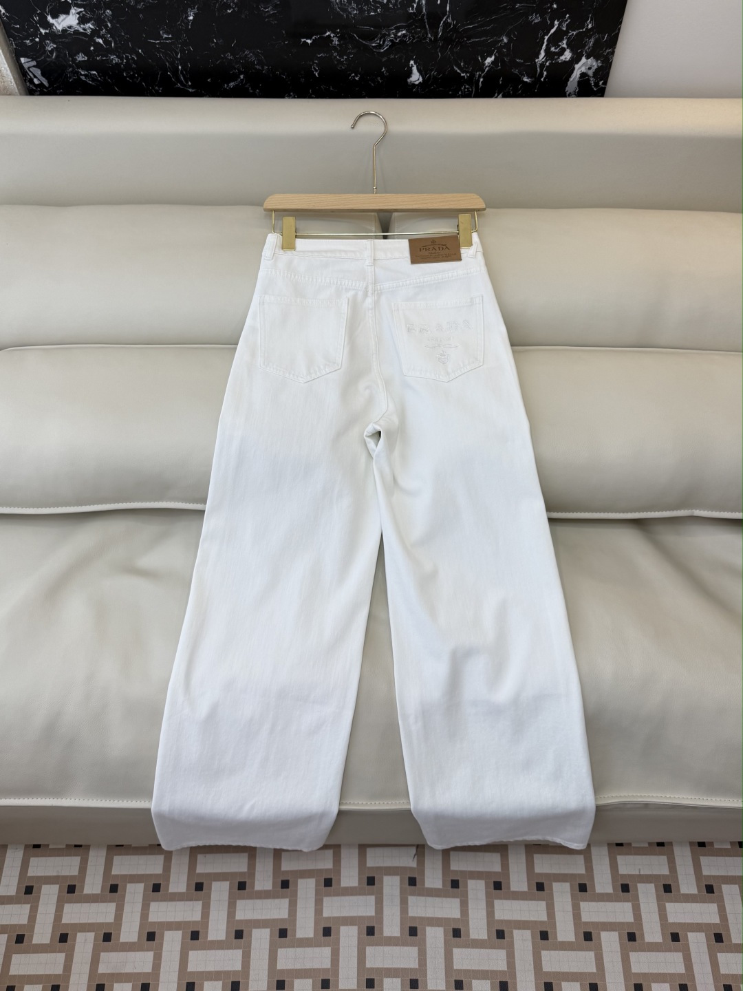 AW060#新款牛仔裤‼️PR 三角标 牛仔长裤 白色 蓝色 26-30