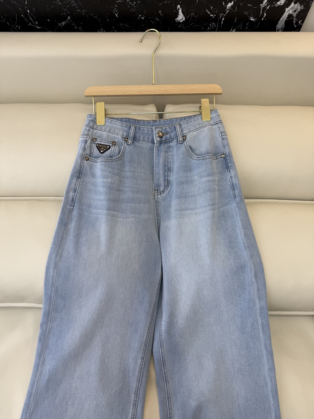 AW060#新款牛仔裤‼️PR 三角标 牛仔长裤 白色 蓝色 26-30