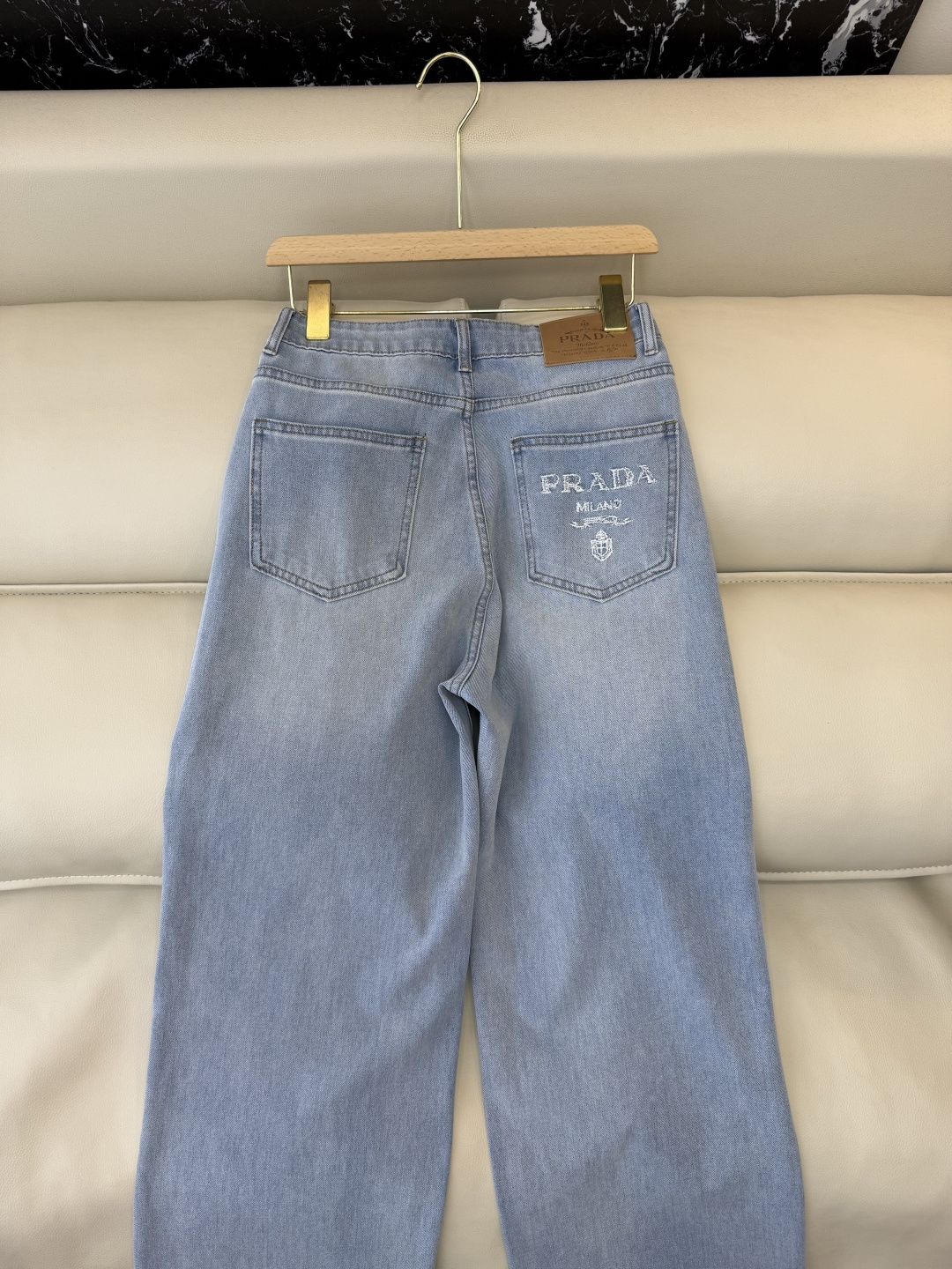 AW060#新款牛仔裤‼️PR 三角标 牛仔长裤 白色 蓝色 26-30