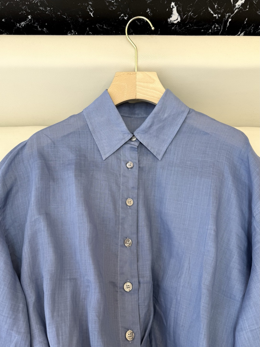 MY095#新款衬衫。Bc 苎麻扭结长袖衬衫 三色 SML