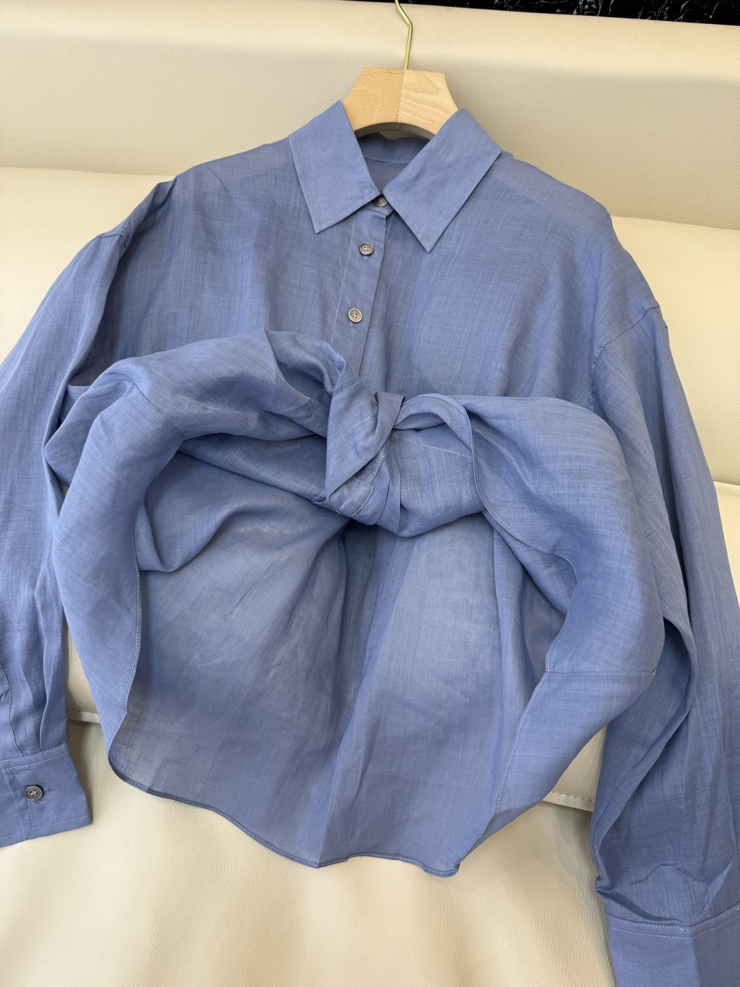 MY095#新款衬衫。Bc 苎麻扭结长袖衬衫 三色 SML