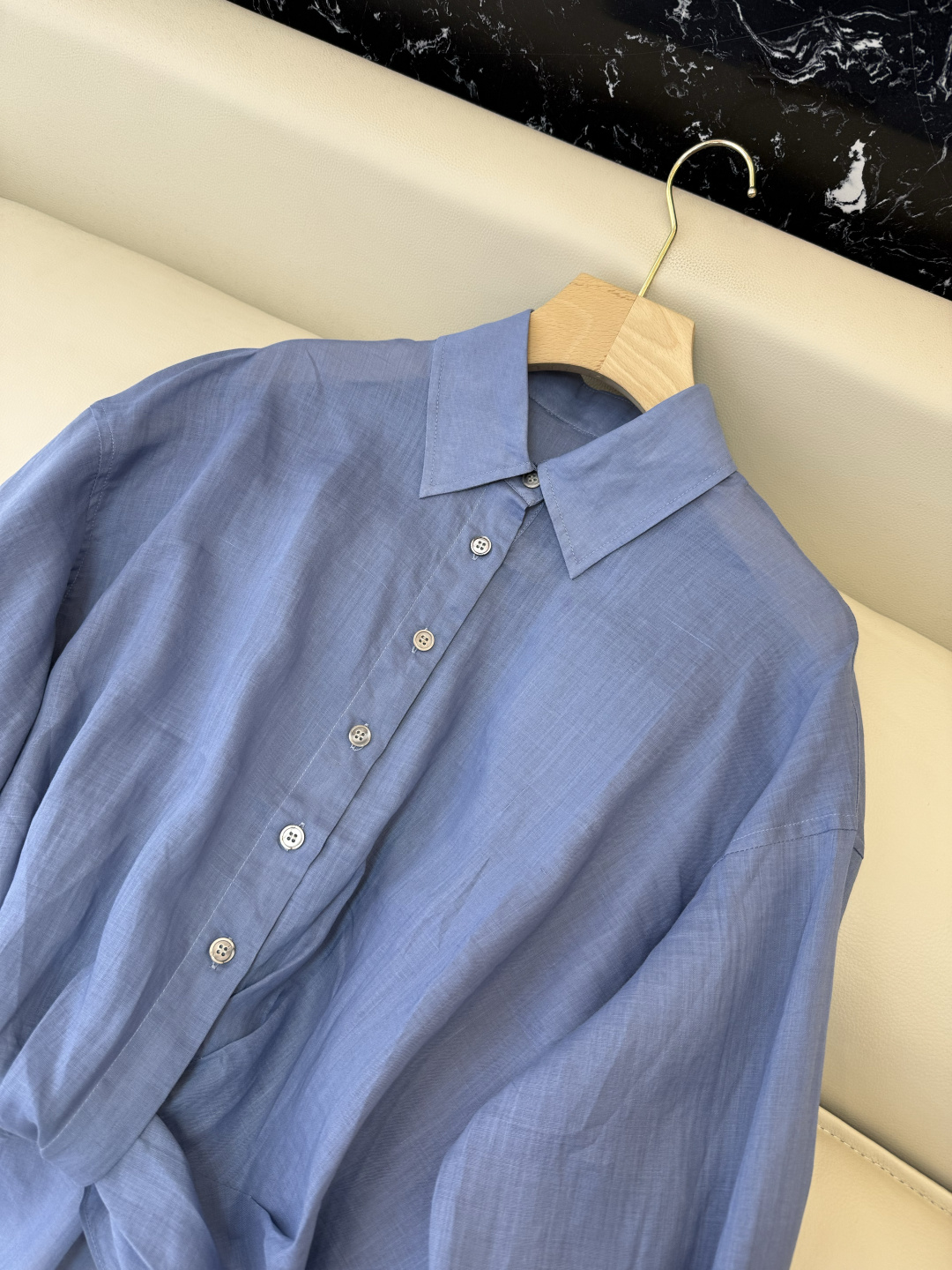 MY095#新款衬衫。Bc 苎麻扭结长袖衬衫 三色 SML