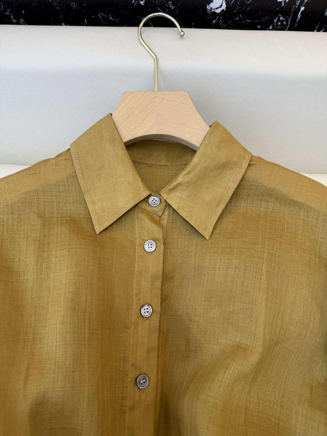 MY095#新款衬衫。Bc 苎麻扭结长袖衬衫 三色 SML