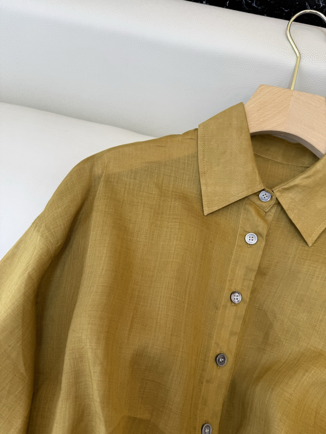 MY095#新款衬衫。Bc 苎麻扭结长袖衬衫 三色 SML