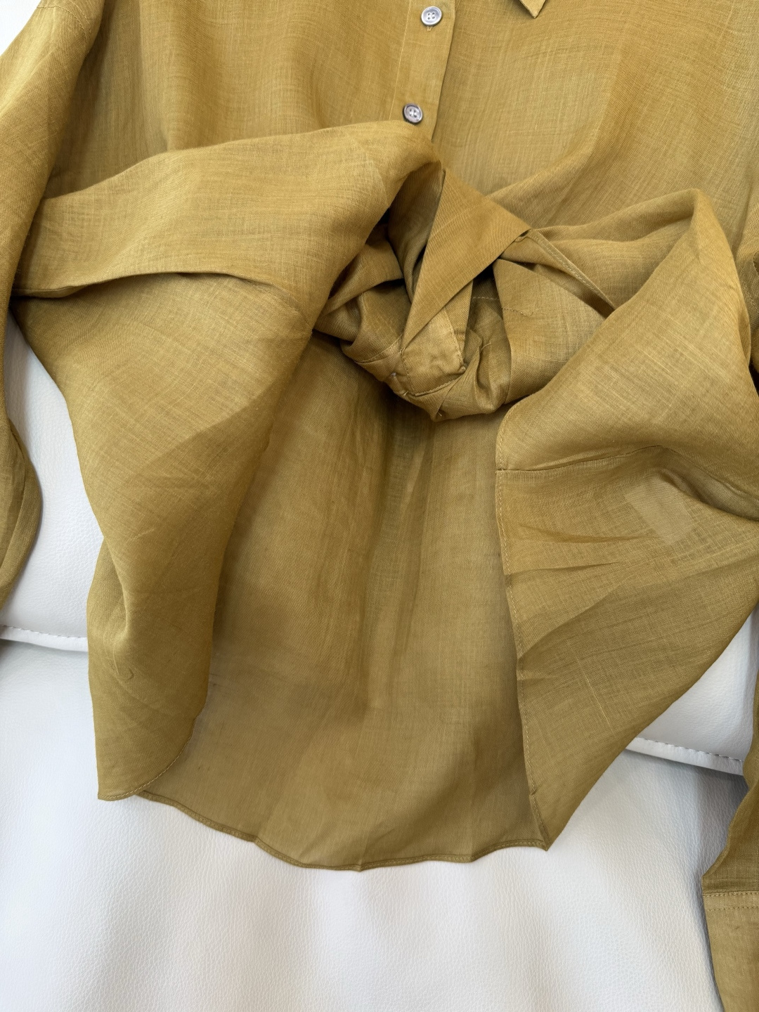 MY095#新款衬衫。Bc 苎麻扭结长袖衬衫 三色 SML