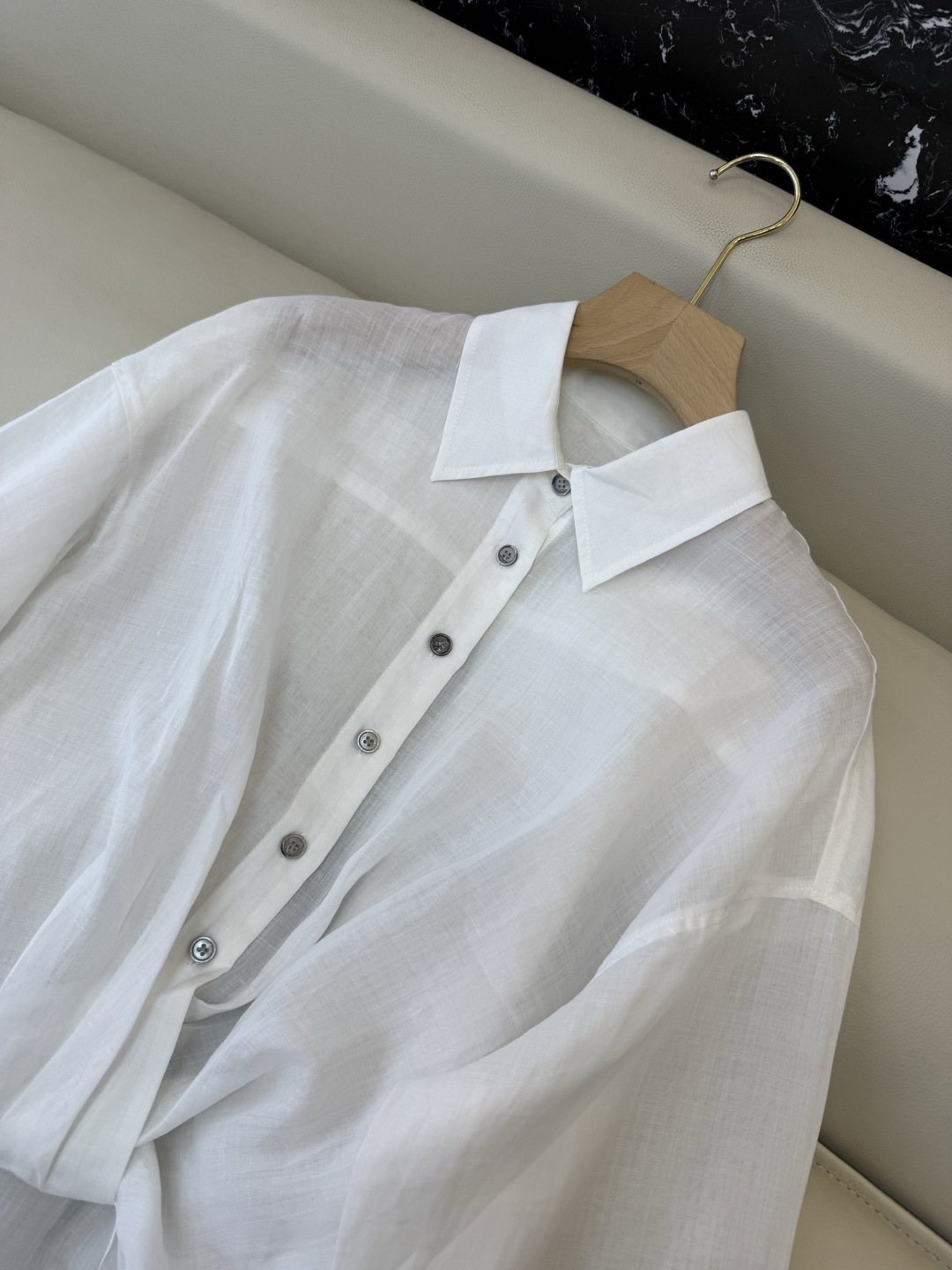 MY095#新款衬衫。Bc 苎麻扭结长袖衬衫 三色 SML